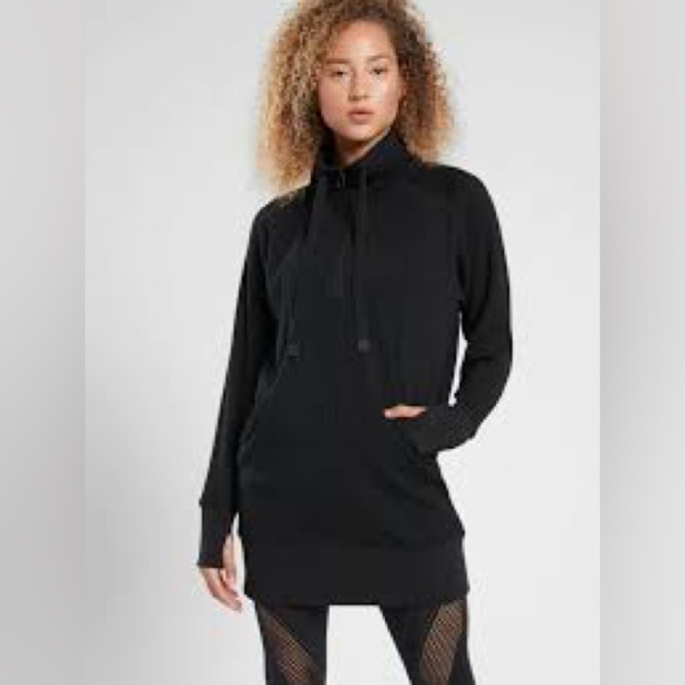 Athleta Cozy Karma 1/2 Zip‎ Dress, BLACK  SIZE S 511527 funnel neck tunic casual